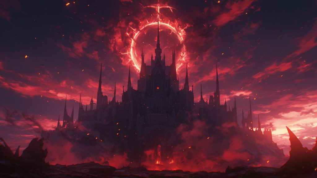 demon castle, background, illustration, free material
