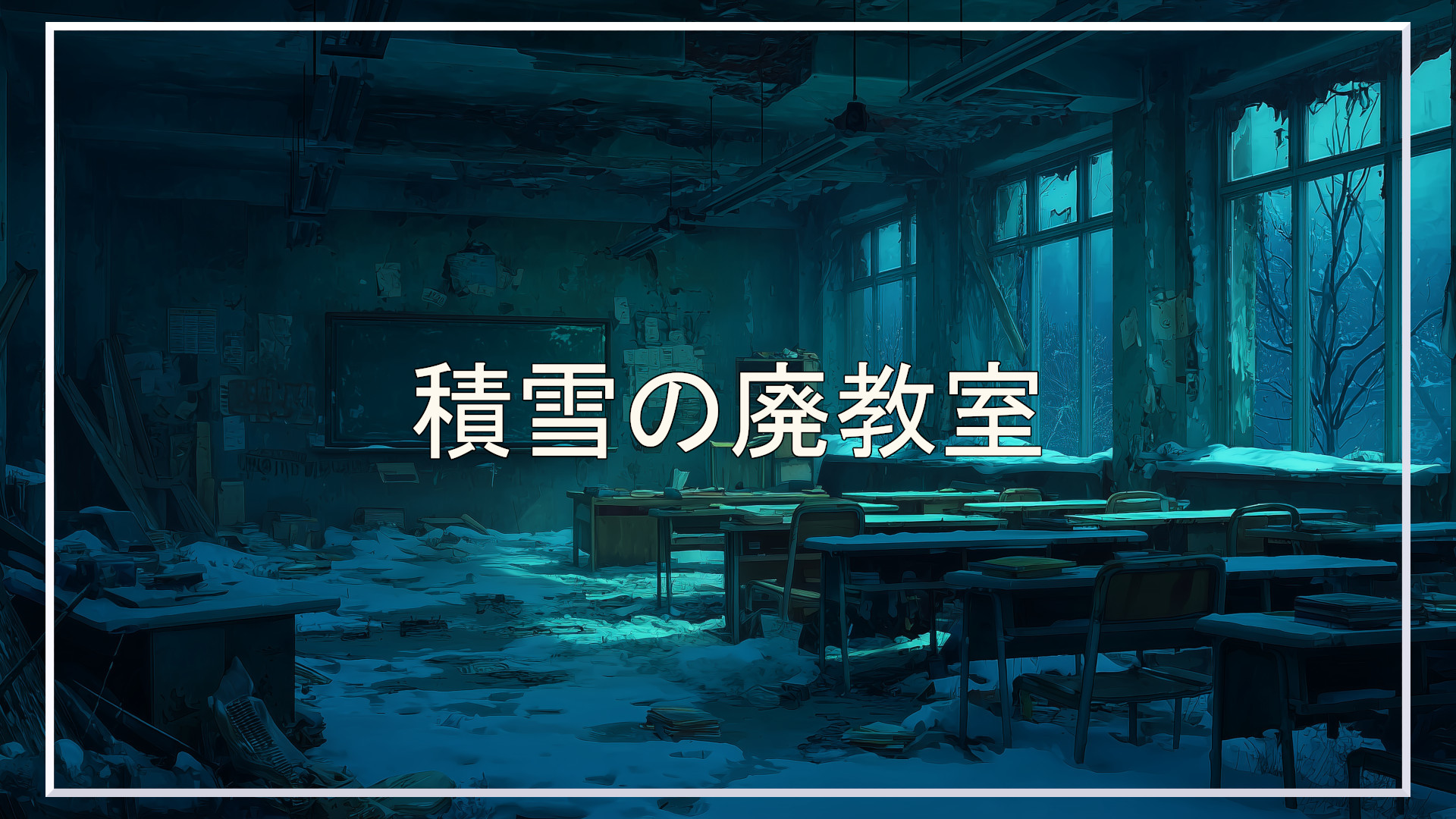 廃教室、学校、冬、背景、イラスト、フリー素材