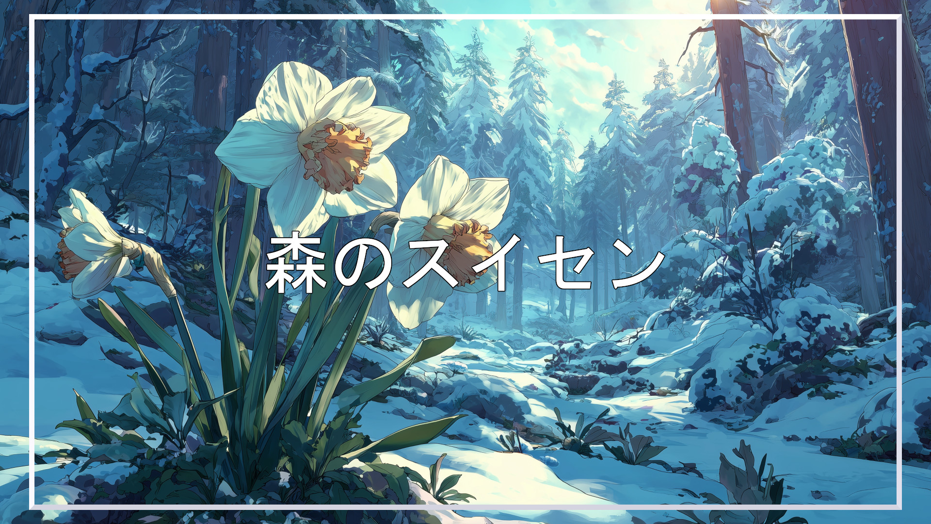 スイセン、冬、背景、イラスト、フリー素材