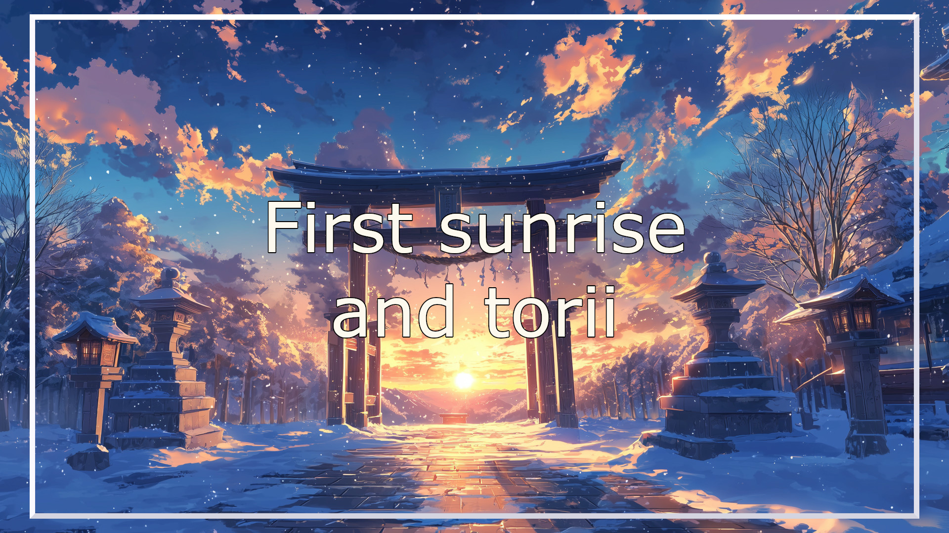 first sunrise, torii, winter, background, illustration, free material