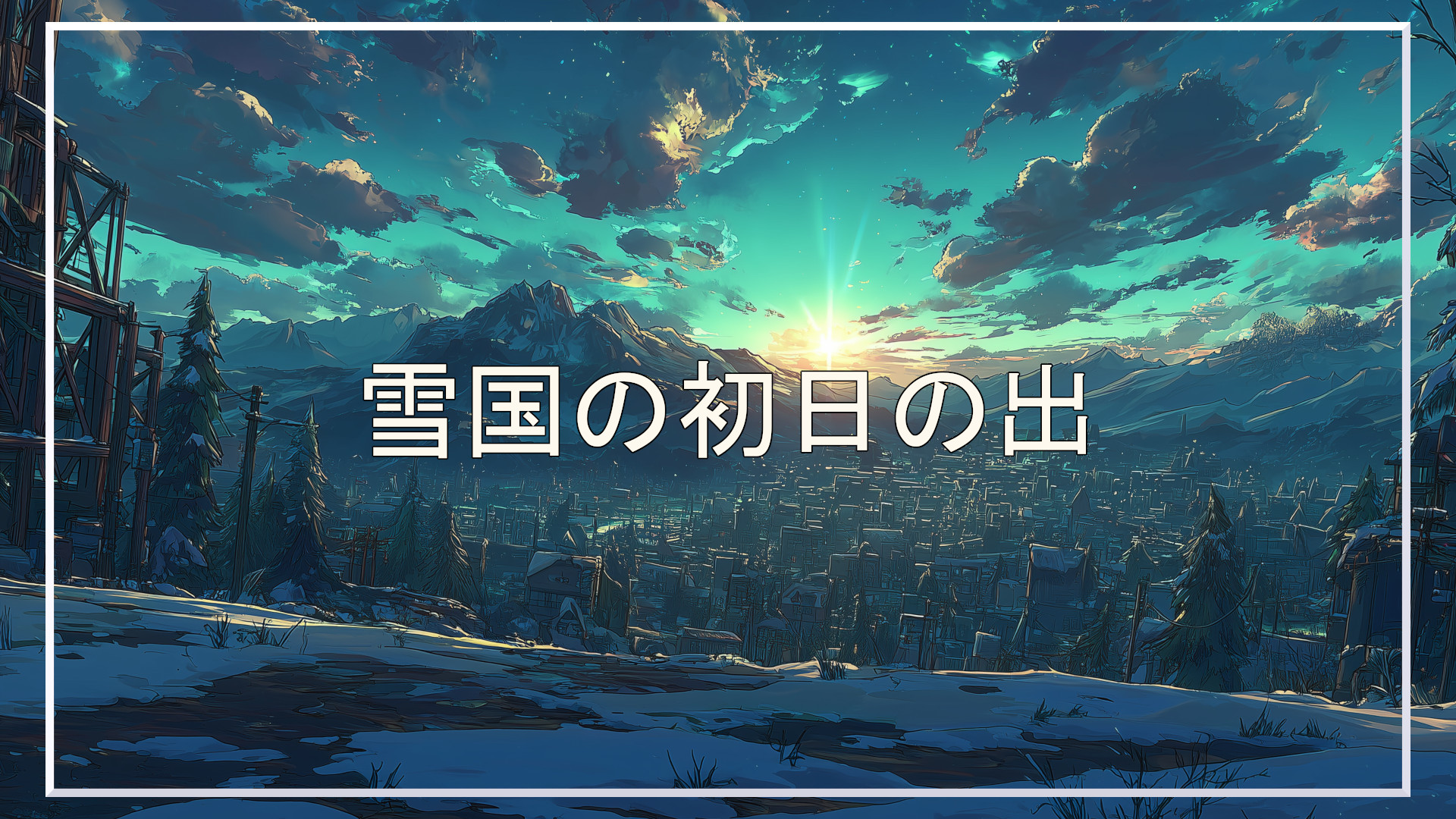 初日の出、冬、背景、イラスト、フリー素材