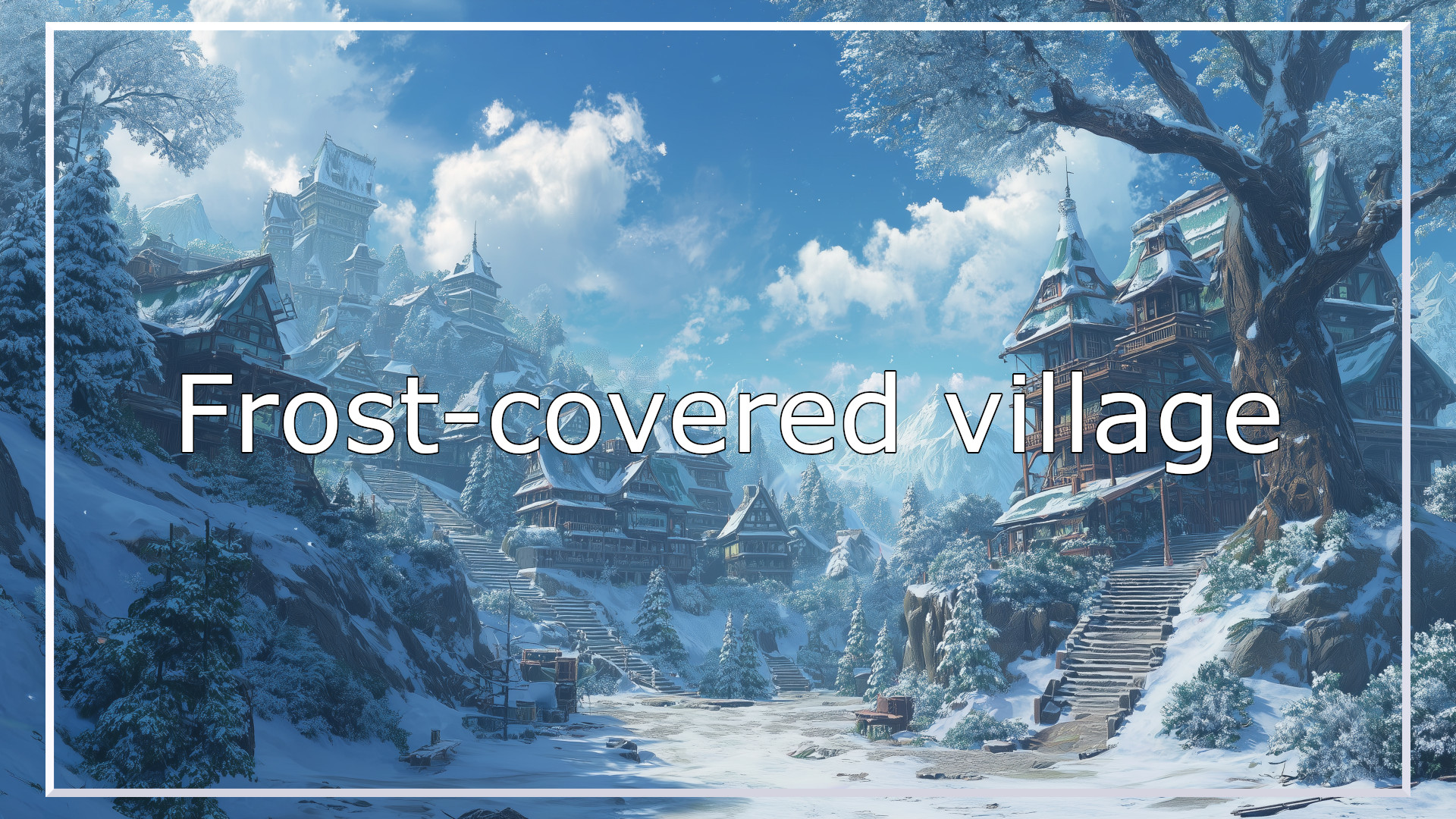 village, rime, winter, background, illustration, free material