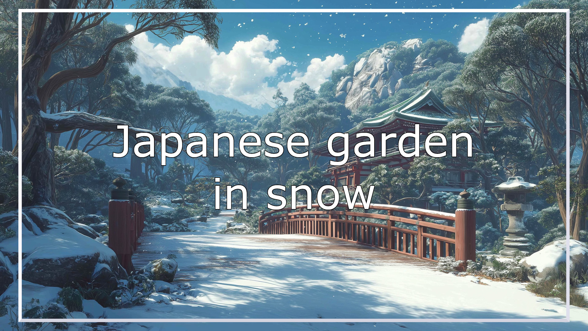 japanese garden, winter, background, illustration, free material