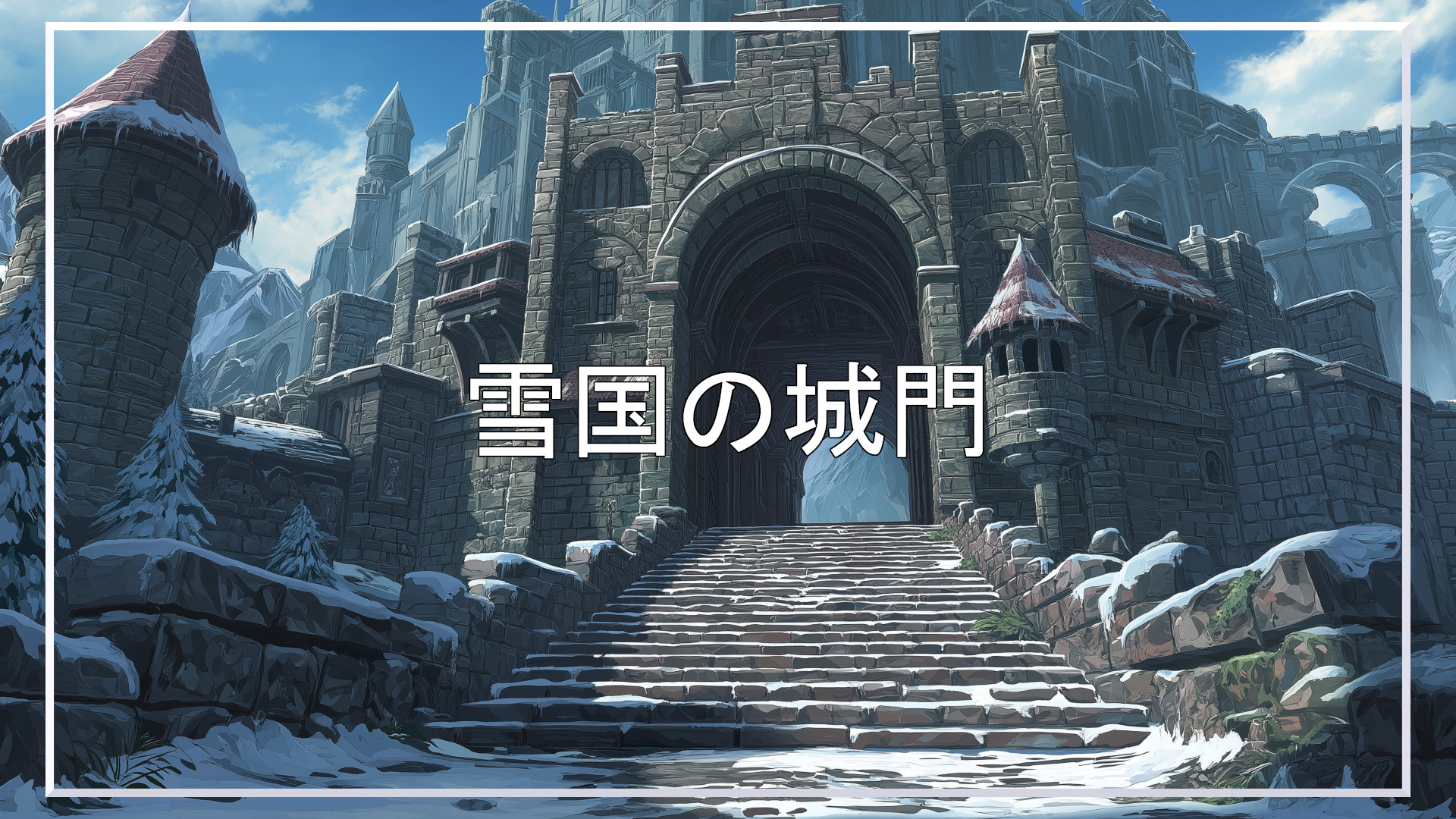 城門、冬、背景、イラスト、フリー素材