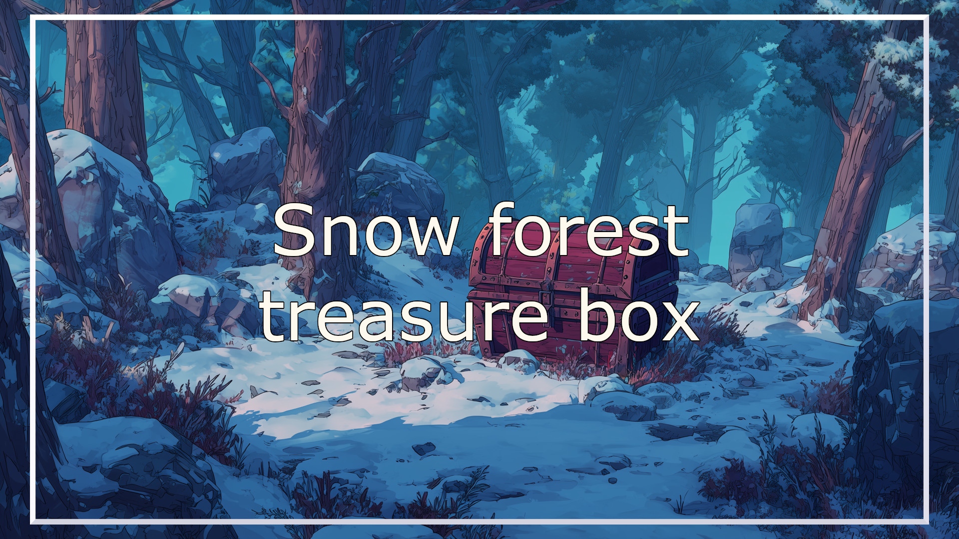 treasure chest, forest, winter, background, illustration, free material