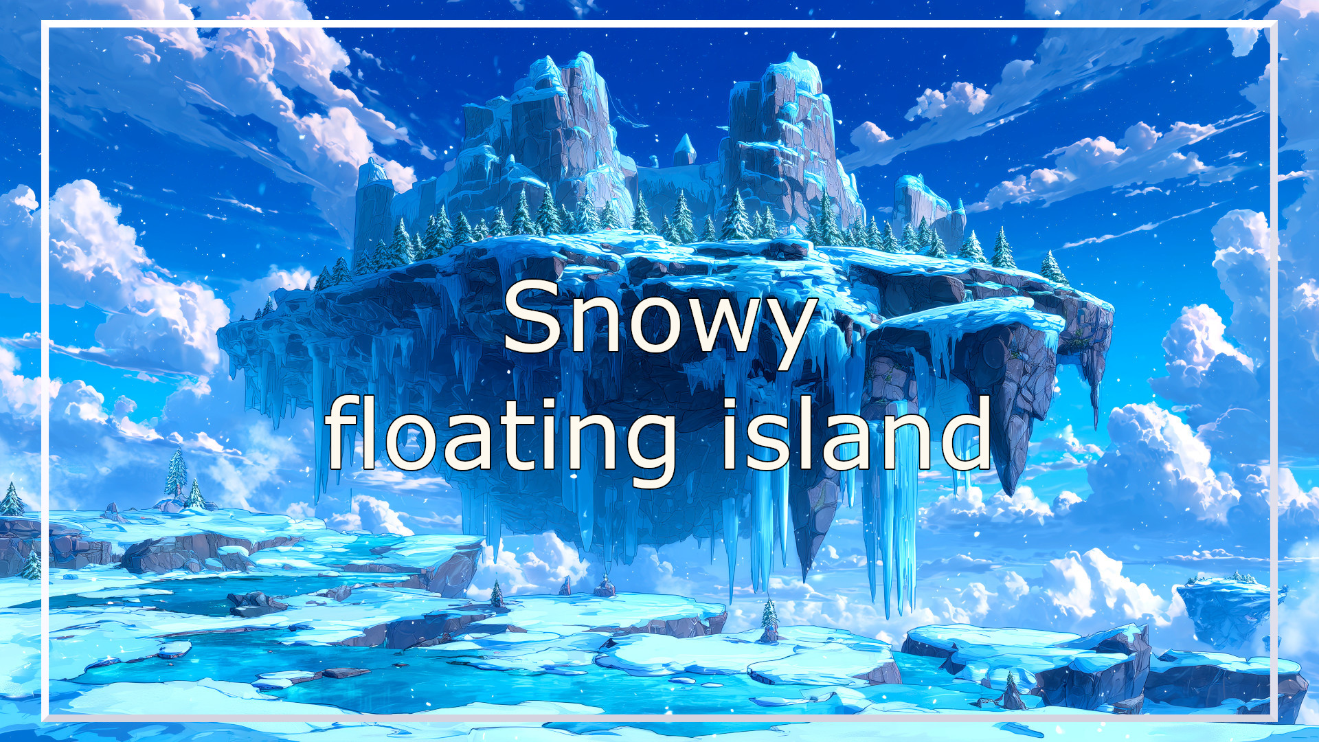 floating island, winter, background. Illustrations, free materials