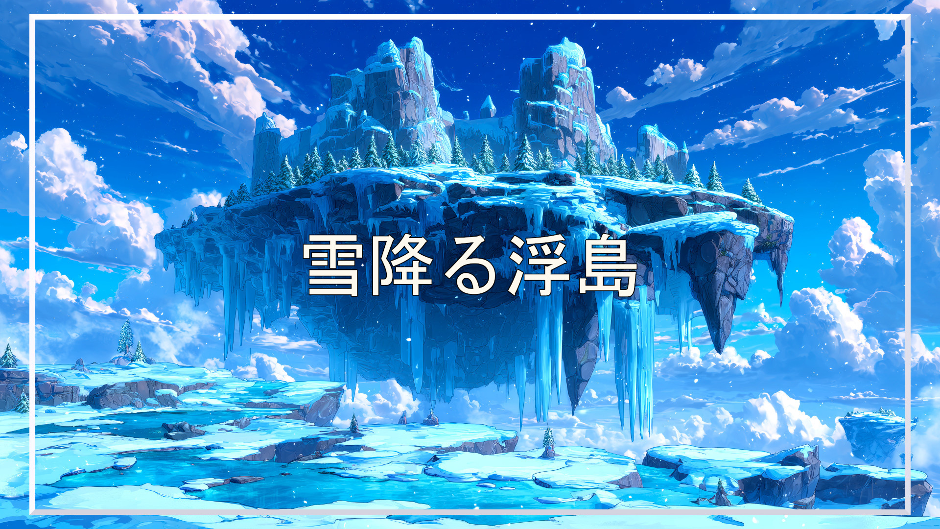 浮島、冬、背景、イラスト、フリー素材