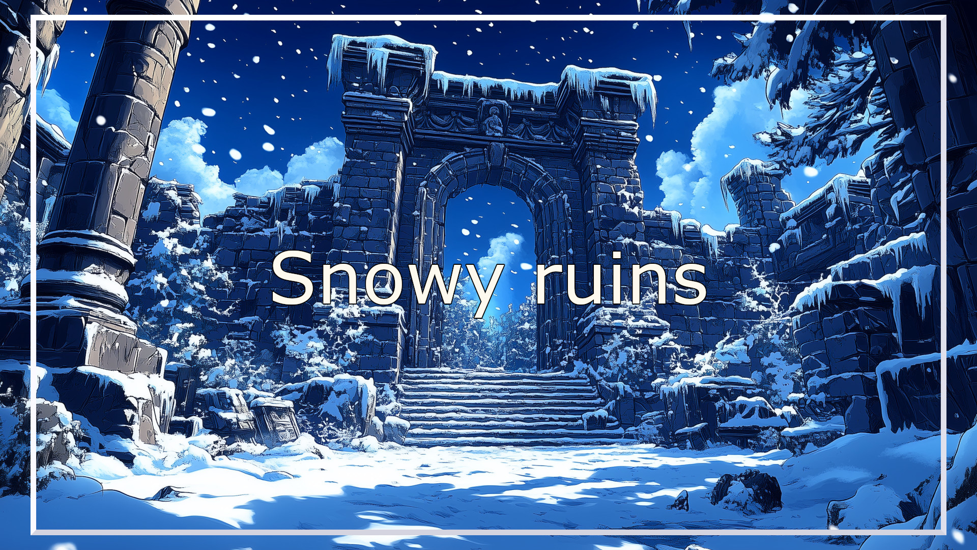 ruins, winter, background, illustration, free material