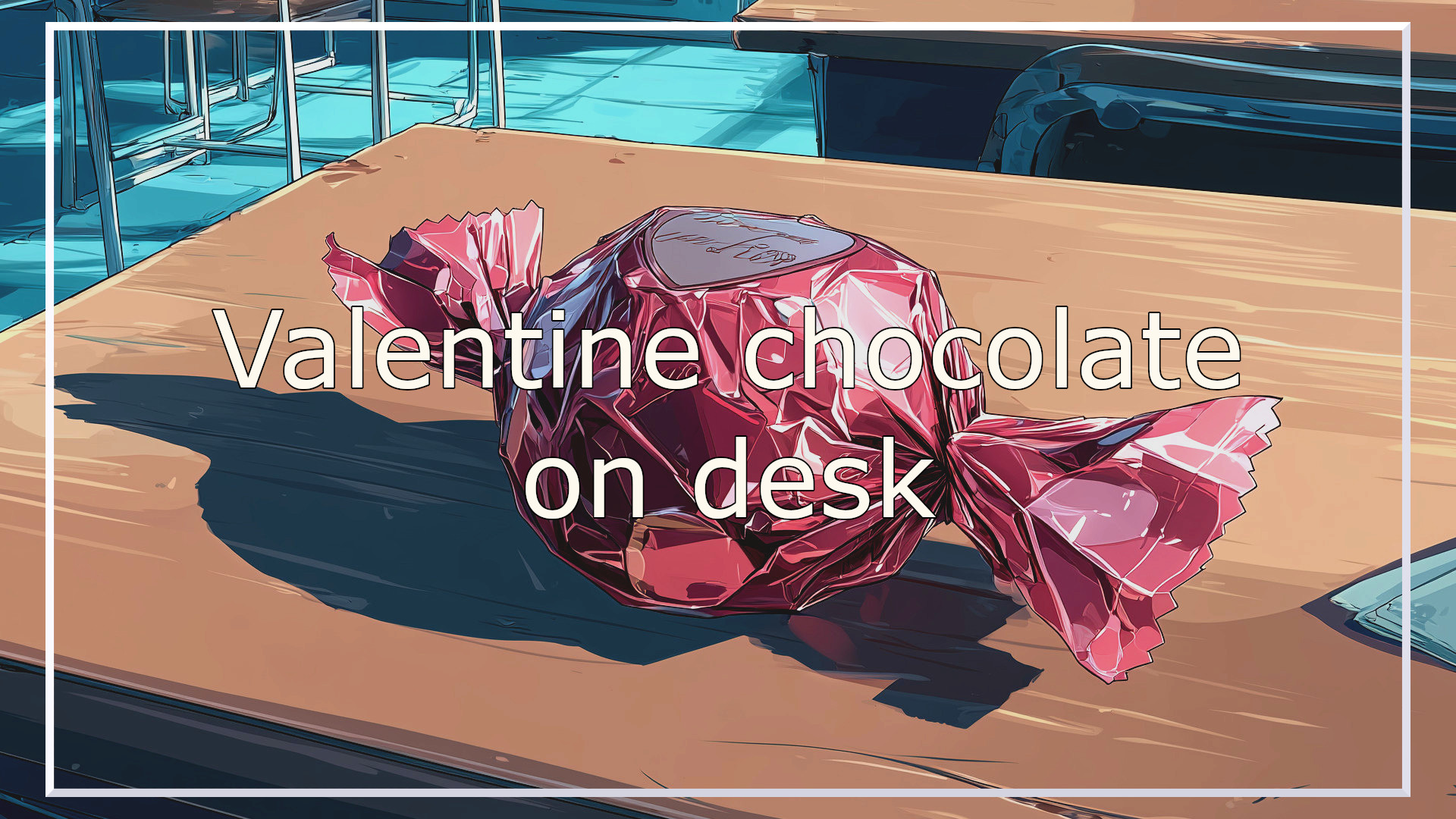 valentine chocolate, desk, classroom, winter, background, illustration, free material