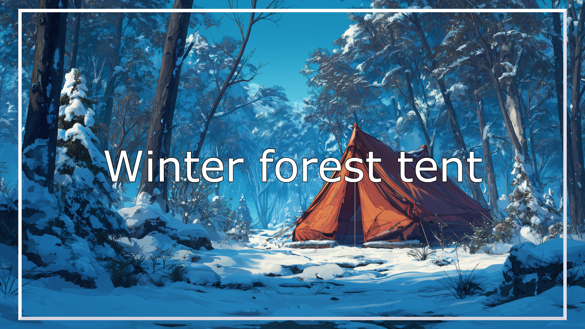 tent, winter forest, camping, background, illustration, free material
