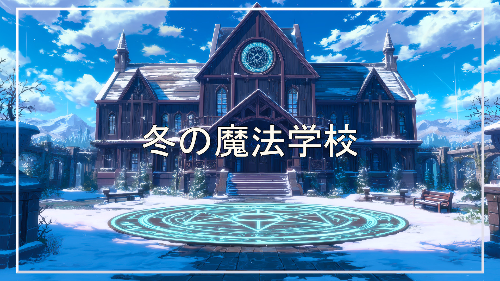 魔法学校、冬、背景、イラスト、フリー素材