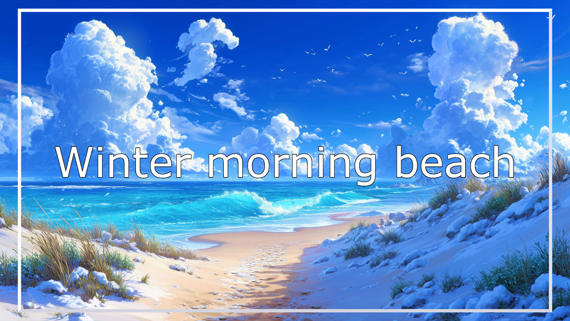 beach, winter morning, background, illustration, free material