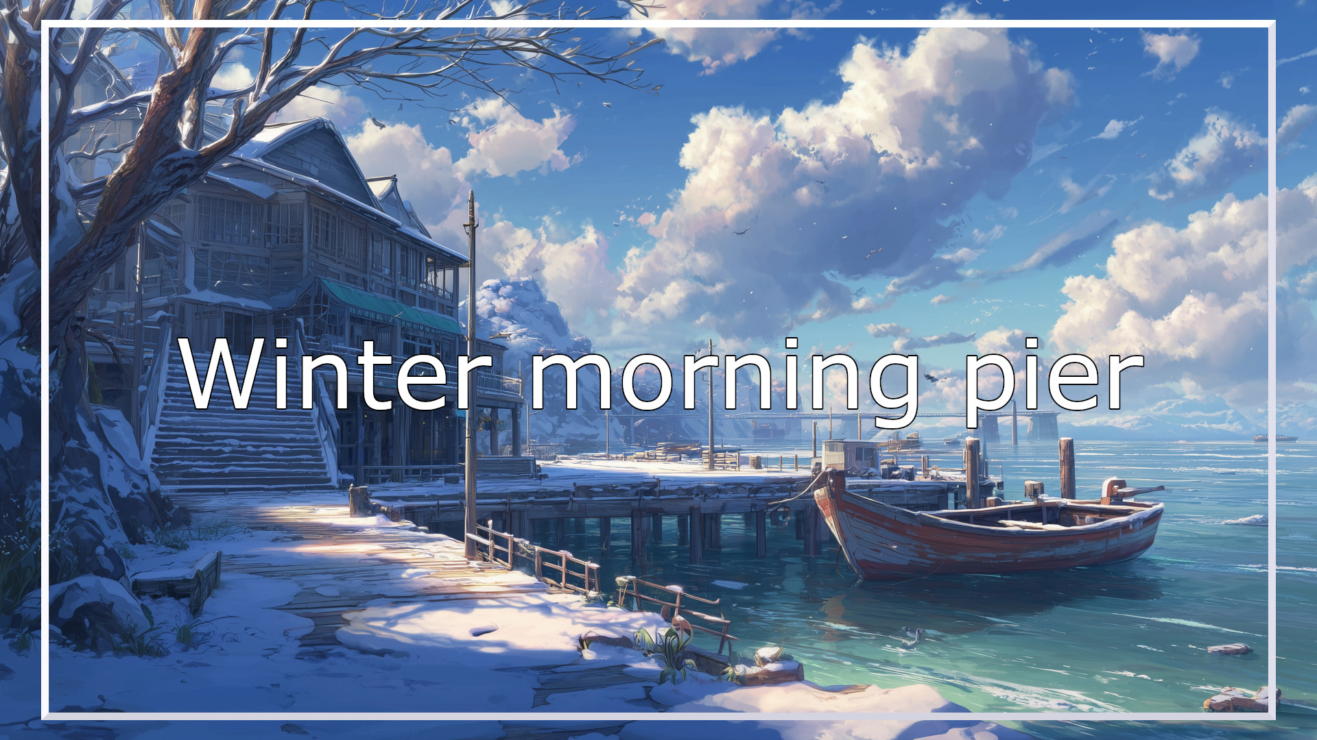 pier, winter, background, illustration, free material