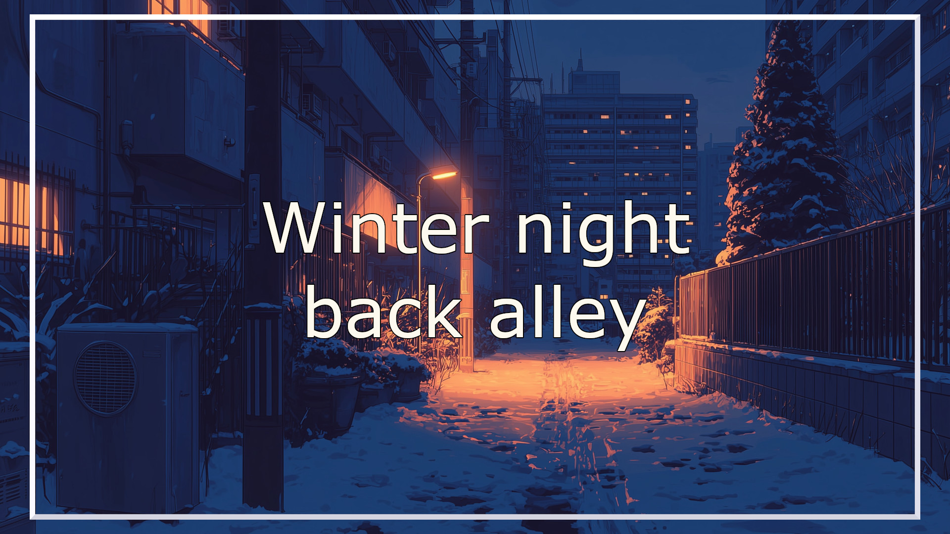 back alley, winter night, background, illustration, free material