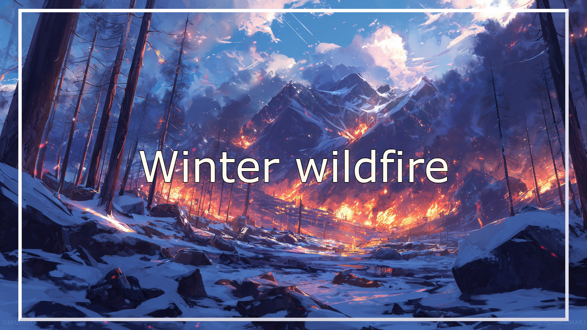 wildfire, winter, background, illustration, free material