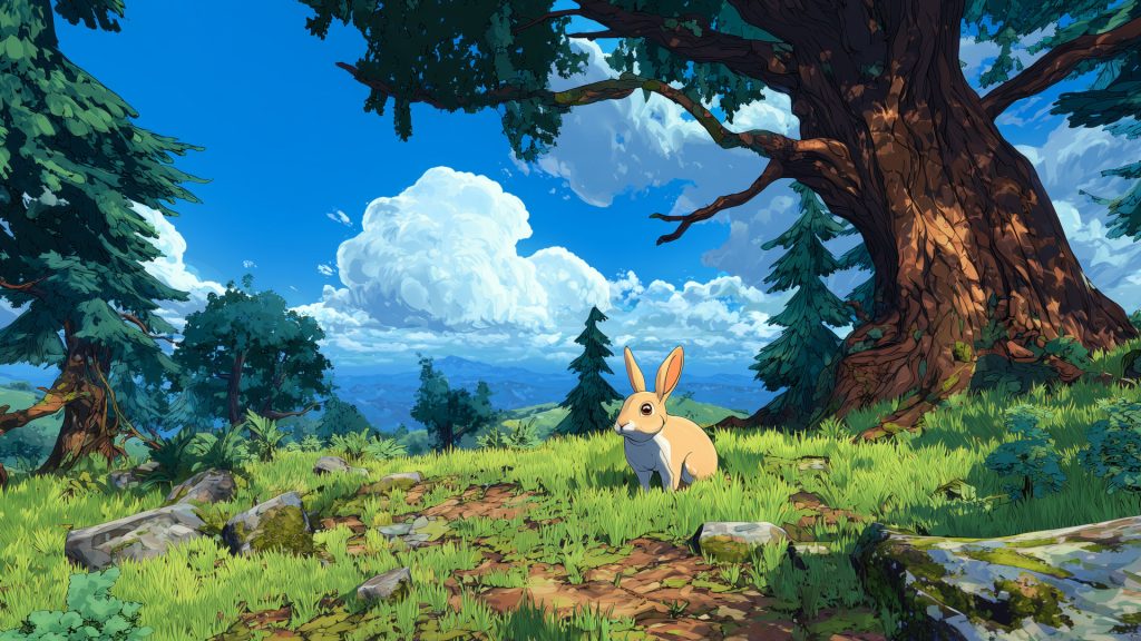 Forest rabbit, animal background illustration, free material