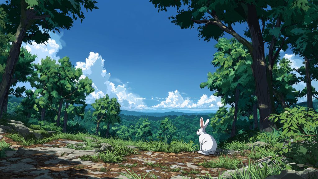 Forest rabbit, animal background illustration, free material