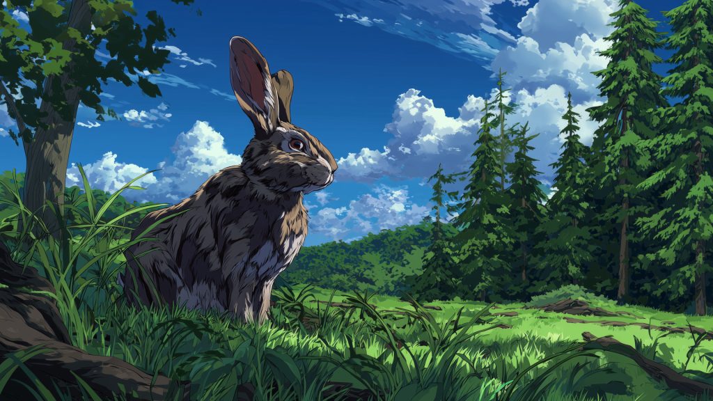 Forest rabbit, animal background illustration, free material