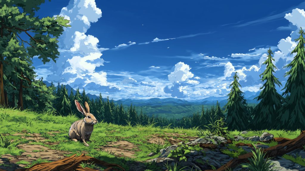 Forest rabbit, animal background illustration, free material
