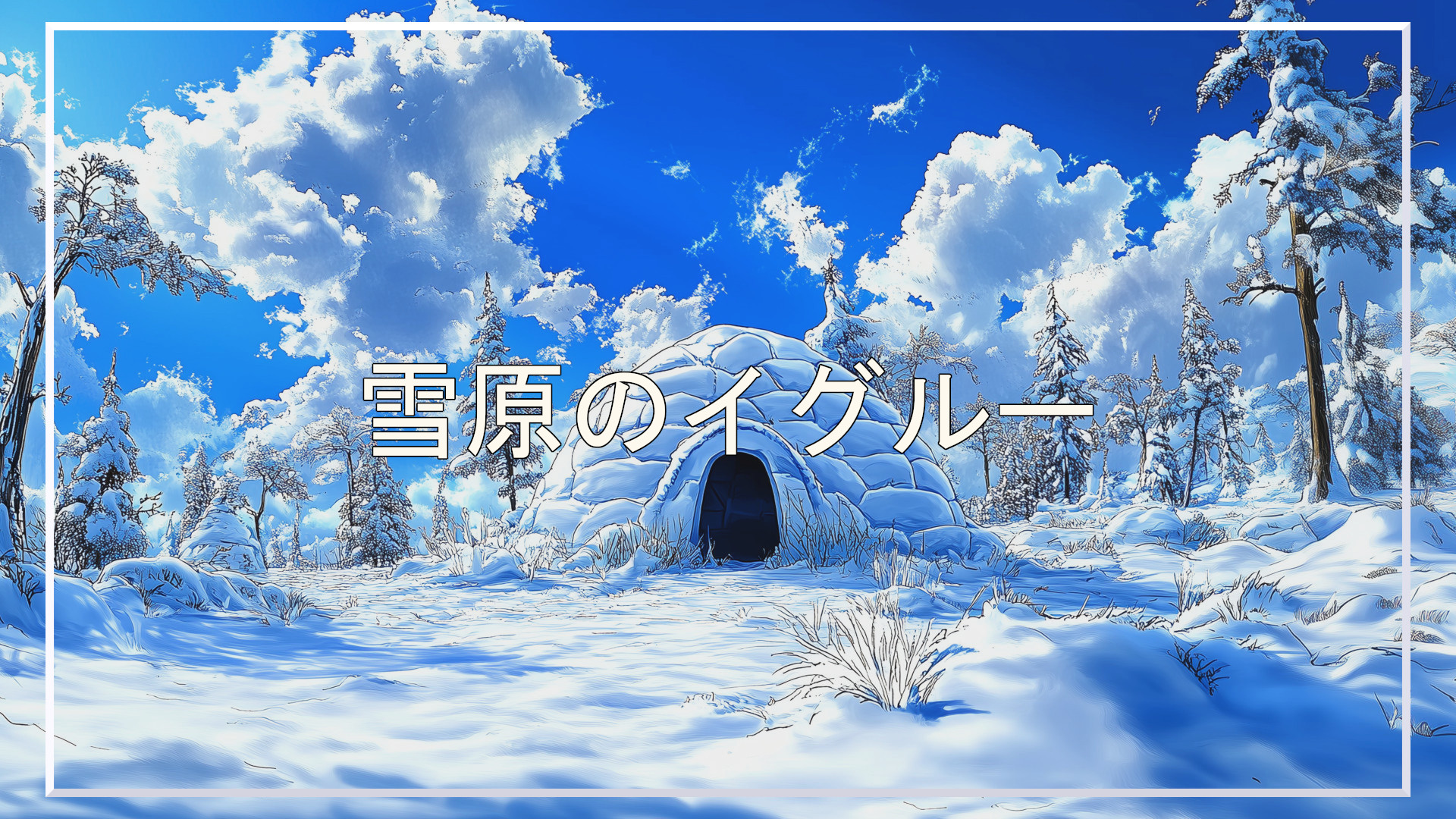 イグルー、雪原、冬、背景、イラスト、フリー素材