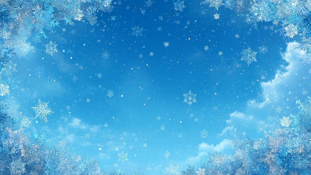 雪の結晶、冬、水色の背景イラスト、フリー素材