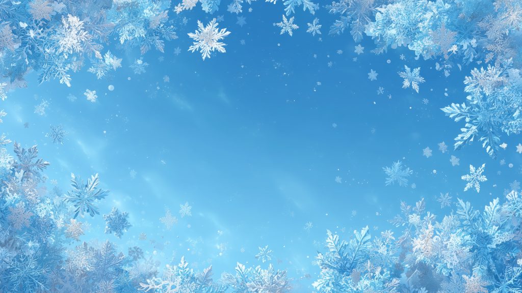 雪の結晶、冬、水色の背景イラスト、フリー素材